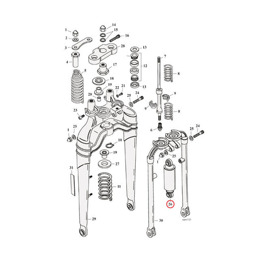 SOFTAIL SPRINGER SHOCK ABSORBER, FRONT. CHROME