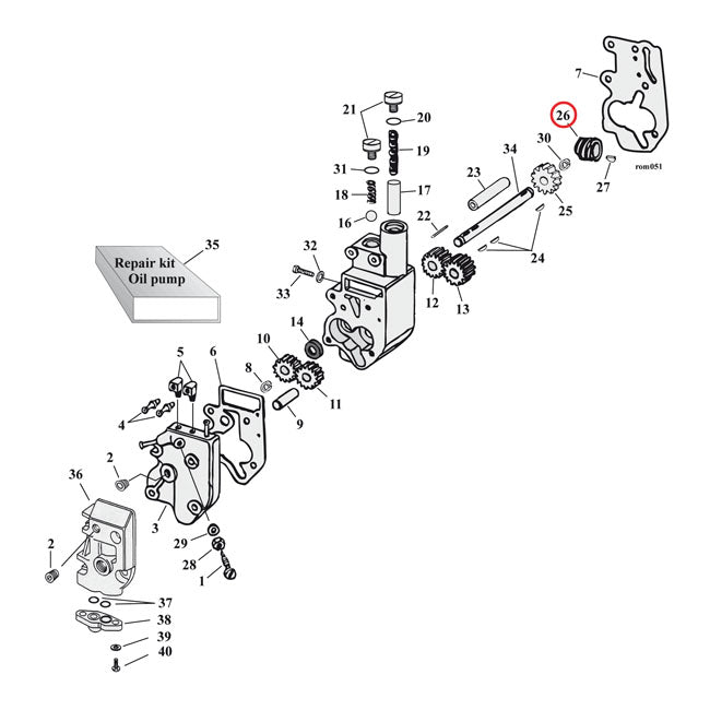 Oil Pump Drive Gear BT 1973-89  6 tooth