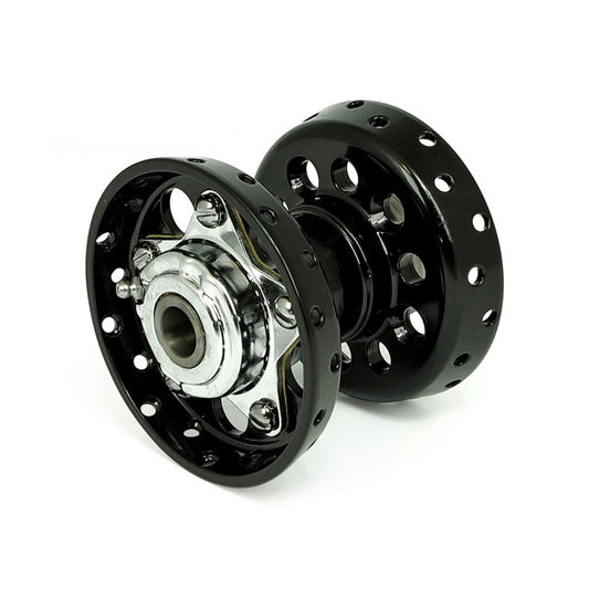 REPRODUCTION STAR HUB, FOR OEM AXLE. BLACK WITH CHROME STAR